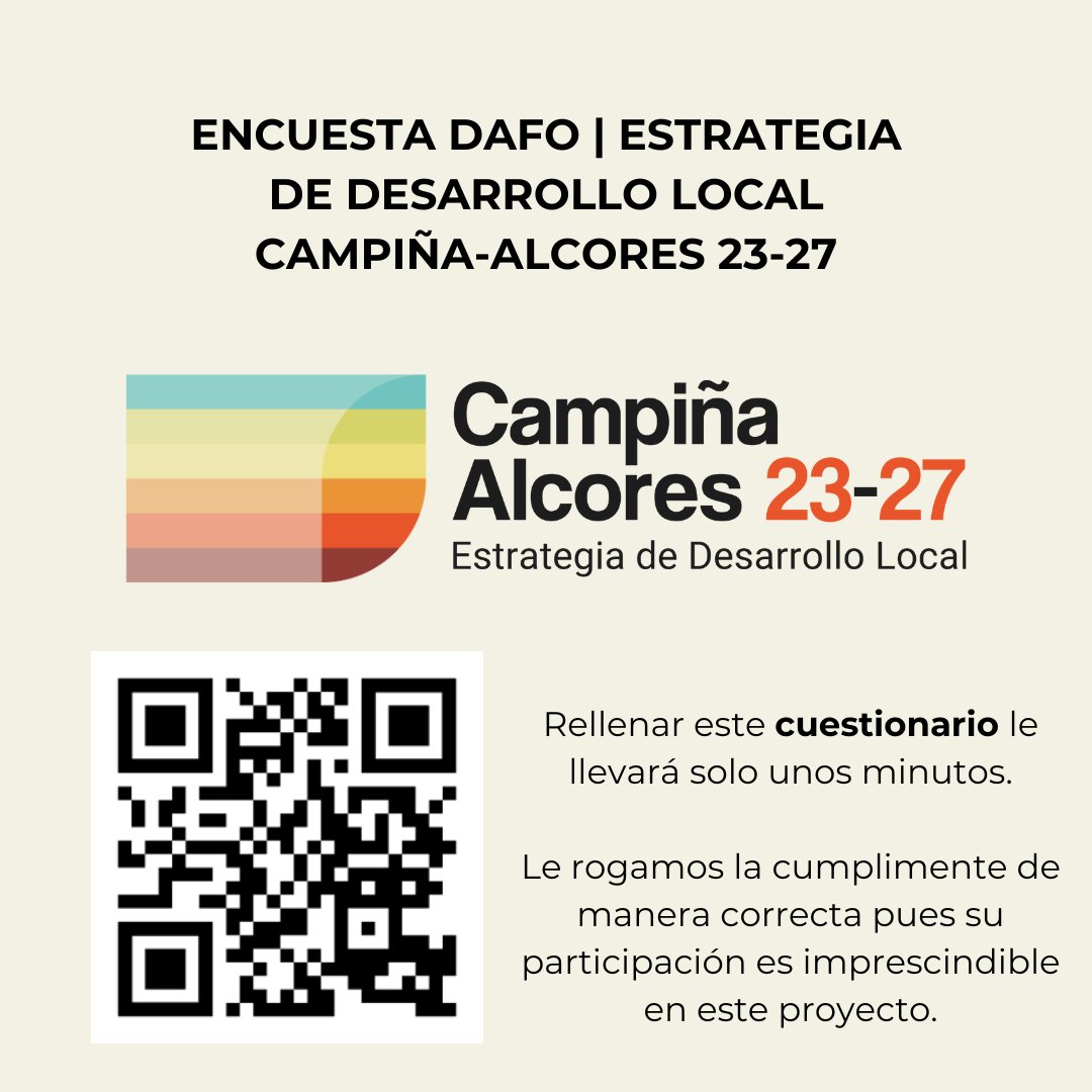 📣¡Tu opinión cuenta! ¿Quieres influir en el futuro? Completa nuestra encuesta rápida y anónima en solo un minuto. Tus sugerencias son clave para el próximo periodo 23/27. ¡Haz clic en el enlace o escanea el QR ahora! Ir a la encuesta📲ethnoap.es/2327 #GDRCampiñaalcores