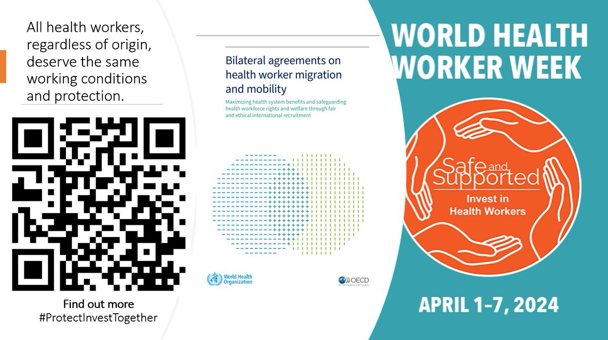 Working4H's tweet photo. #WHWWeek=🕰️to focus on evidence based policies to #ProtectHealthCareWorkers
All health workers-regardless of origin-deserve safe &amp; supported working conditions
🆕guidance in Bilateral agreements on health worker migration &amp; mobility shows how
@OECD @ilo
https://t.co/yFHIo2uI5v https://t.co/3AdZTUyYo7