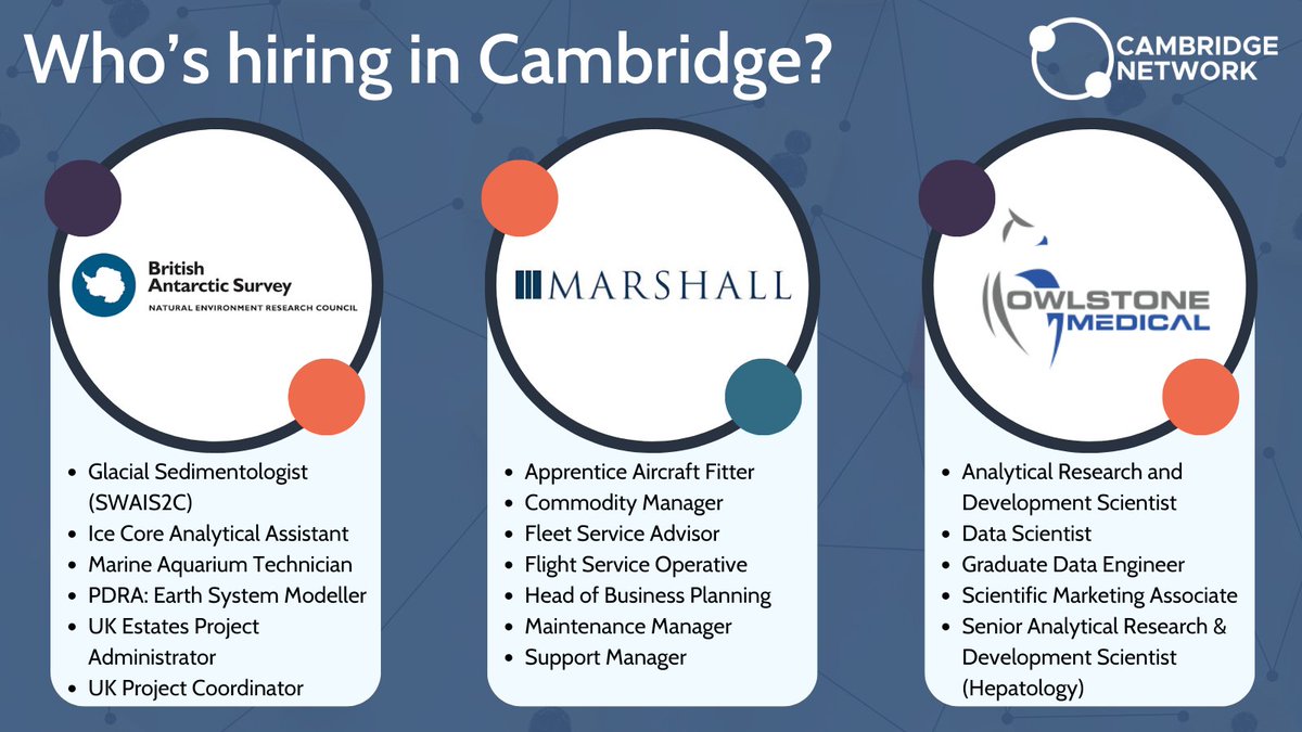 Ready for a career change? 🔄 Our #jobs board is buzzing with exciting #vacancies across various industries and career levels. 💼 Check out the spotlighted roles below to see the fresh opportunities from our members. 🔍 For more info on each role ➡ cambridgenetwork.co.uk/jobs/latest-jo…