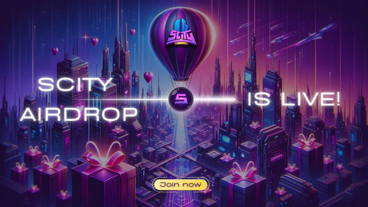 🚀 Airdrop: SCity Metaverse 💰 Value: 1000 $SCC 🏆 Winners: 1500 random 👥 Top 100 Referrals: 10.000 $SCC 📅 End Date: 15th April, 2024 🏦 Distribution Date: 20th April, 2024 Talk with the Telegram Bot t.me/ScityMetaverse… 📃 Information SCity Metaverse - Introducing the…