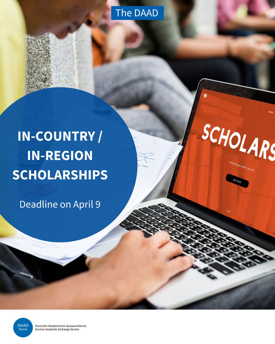 Interested in pursuing a PhD or Master's degree in Ghana or neighboring African countries? The In-Country/ In-Region scholarship may be right for you. Check out the list of funded programs here: static.daad.de/media/daad_de/… Deadline for applications is April 9, 2024. #Scholarship