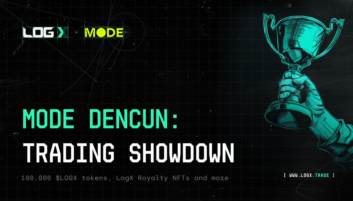 Launching the Mode Dencun Trading Showdown: We’re celebrating the Dencun upgrade and the incredibly low trading fees on @modenetwork by giving away 100,000 $LOGX tokens to the Mode Community with a special event🫡 Participate in the event to win: - A 100k $LOGX token prize pool…