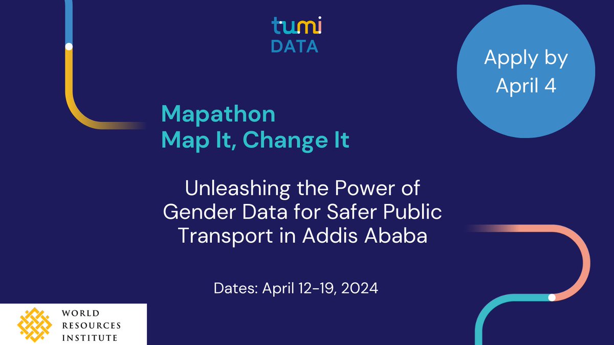 Join us for an exciting Mapathon in Addis Ababa, in collaboration with @WRIafrica! 🌍🚇 📅 April 12-19, 2024 🔍 Collecting data on women's public transport experiences 📧 Registration open until April 4! #TUMIData 👉bit.ly/3vosIn5