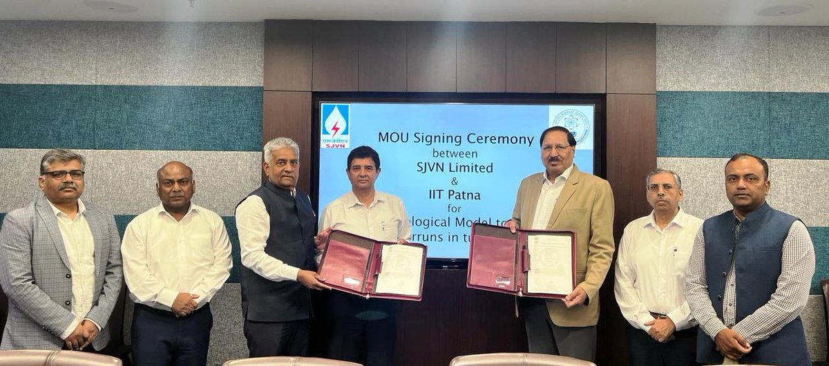 @SjvnLimited has inked an MoU with prestigious Indian Institute of Technology Patna in the august presence of Sh. A.K Singh, Director (Finance) SJVN and Sh. T.N Singh, Director IIT Patna. #SJVN