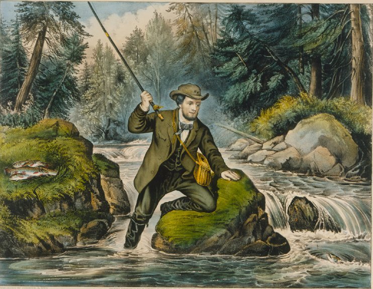 Here's another piece from our collection in recognition of Trout Season, which started yesterday in the Adirondacks!

"An Anxious Moment. 'A Three Pounder Sure.'" by Arthur Fitzwilliam Tait. 1874, Print, 1965.042.0011. Gift of John Taylor Terry.
#fishing #Trout #adirondacks