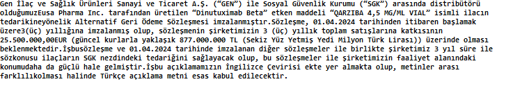 #genil 25,5 milyon euro daha kap gönderdi bugün toplamda 285,5 milyon euro oldu