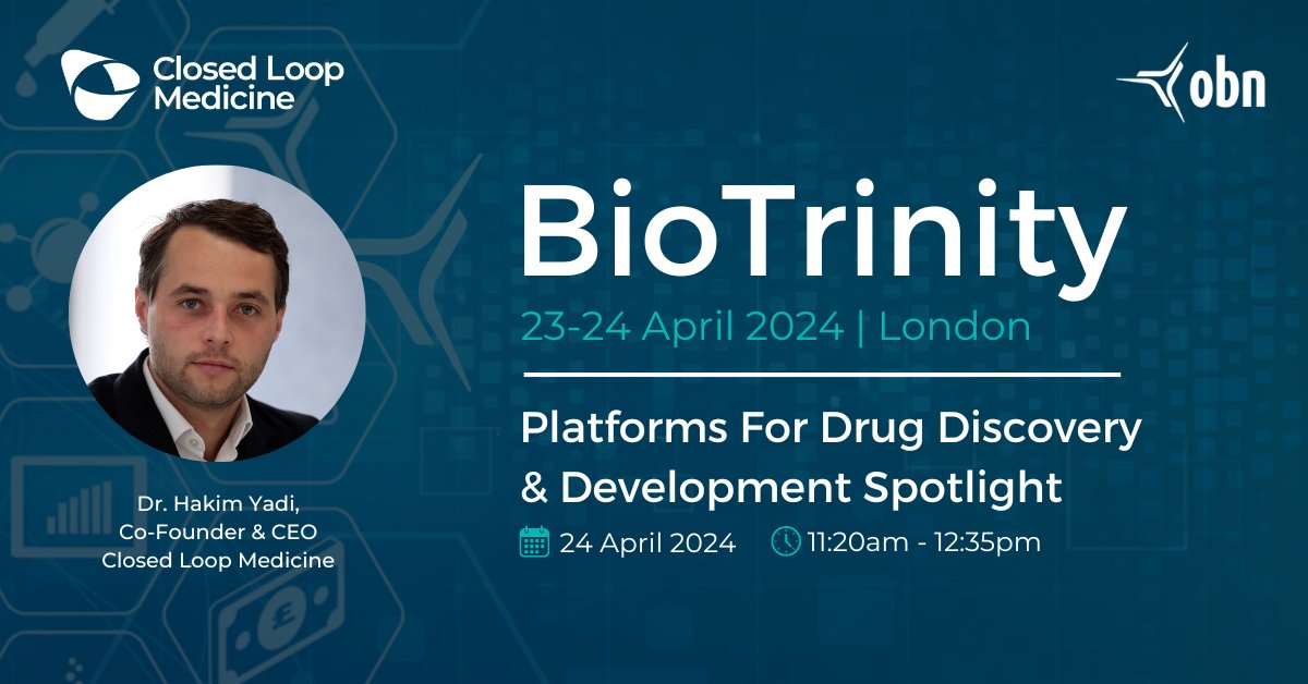 Closed Loop Medicine (@closed_loop_med) on Twitter photo Few weeks left until #BioTrinity 2024, <a href="/OBN_UK/">OBN_UK</a>’s premier event! Hear from CEO <a href="/Hakim_Yadi/">Dr Hakim Yadi OBE</a> on April 24 at the Platforms For Drug Discovery & Development Spotlight. Discover how Closed Loop Medicine delivers #precisioncare: shorturl.at/nrJQ9 Few weeks left until #BioTrinity 2024, <a href="/OBN_UK/">OBN_UK</a>’s premier event! Hear from CEO <a href="/Hakim_Yadi/">Dr Hakim Yadi OBE</a> on April 24 at the Platforms For Drug Discovery & Development Spotlight. Discover how Closed Loop Medicine delivers #precisioncare: shorturl.at/nrJQ9