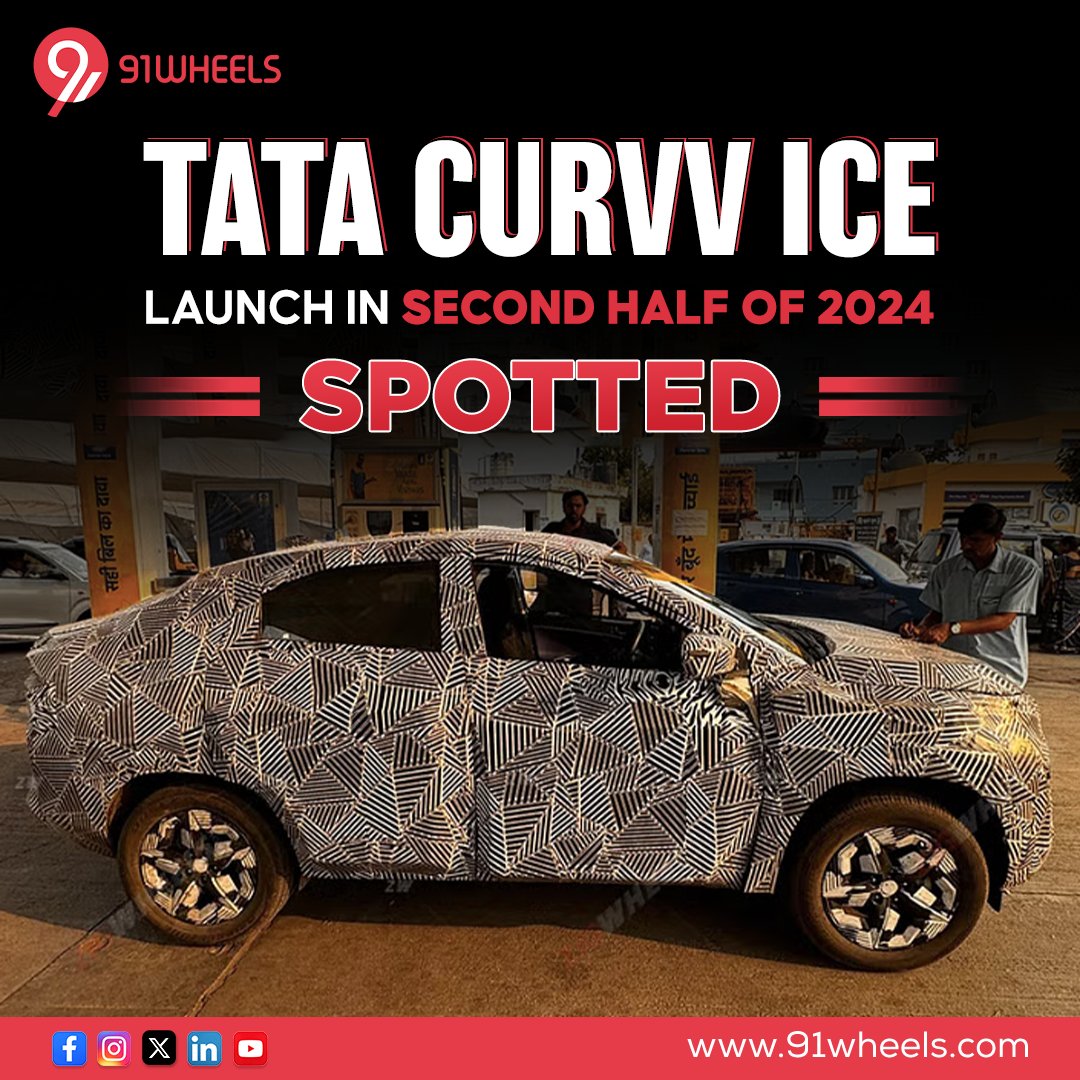 ✅Tata Curvv SUV is one of the most anticipated launches of 2024. The brand has already confirmed that the Curvv will be launched in the second half of 2024

✅Test mule of the Curvv ICE version has been spotted for the first time

✅ It will come with-e in multiple powertrain