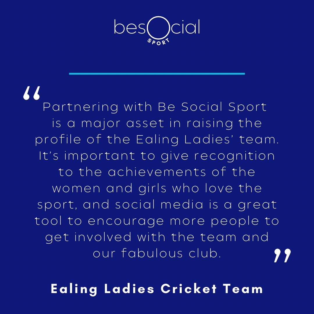 besocialsport's tweet photo. Helping grow the game 💪🏻

Hear from Ealing Ladies Cricket Team about the potential of this partnership and how we can help drive enjoyment and participation of women and girls playing cricket!

#besocial #besocialsport #ealingladies #womenscricket #girlscricket #womenssport https://t.co/hvILZMuMyb