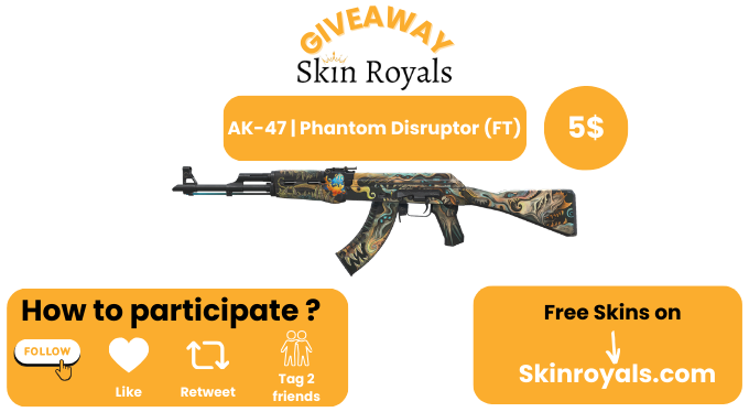 🔥 CS2 GIVEAWAY 🔥

AK-47 | Phantom Disruptor (FT) 5$

✅Follow me <a href="/SkinsRoyals/">Skin Royals</a>
✅Like &amp; Retweet
✅Tag 2 Friends

👉 Giveaway ends in 7 day's !  

#CS2 #CS2Giveaway #CS2Giveaways