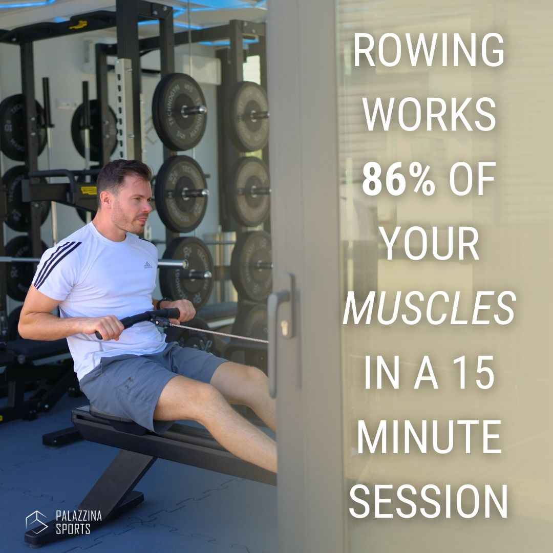 According to a study by the English Institute of Sport, rowing engages a whopping 86 percent of muscles, making it one of the most effective workouts for building strength and endurance. Row into a healthier lifestyle today with Palazzina. 💪 #corporategym #PalazzinaFitness