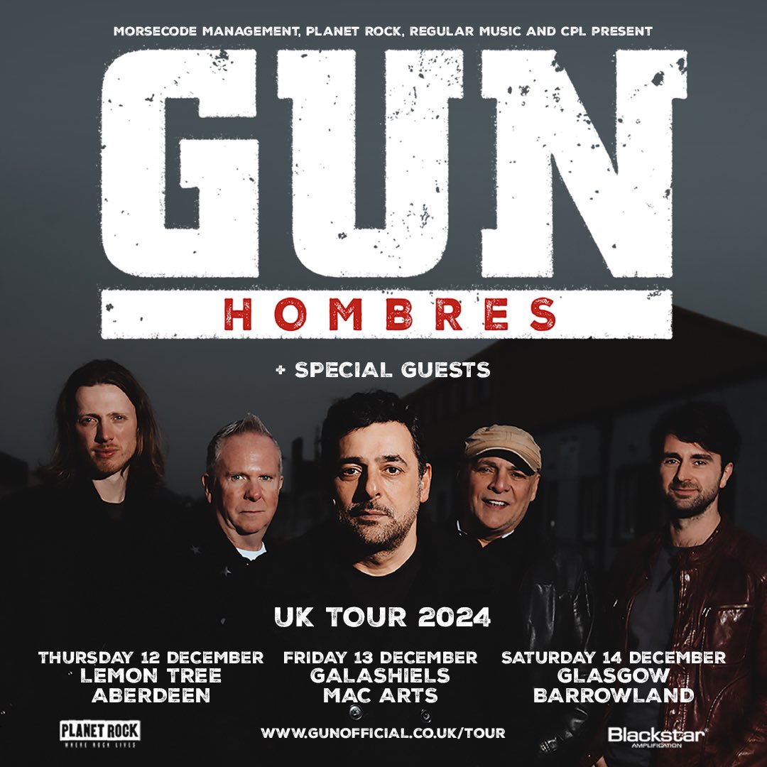 JUST ANNOUNCED/// @gunofficialuk announce 3 Scottish dates this December, at Lemon Tree, @macartscentre and then @TheBarrowlands 🤘 Tickets go on general sale Friday at 10am. For presale from tomorrow, check link here bit.ly/GUN2024