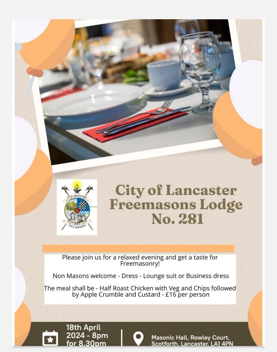 This should be an excellent evening @coll281. Please support it if you're in Lancaster or Preston especially. Very useful for @WLancsUniSchJNS @WestLancsPGL @UGLE_GrandLodge @UGLE_UniScheme @AMULLfreemasons @GuildLodge4408