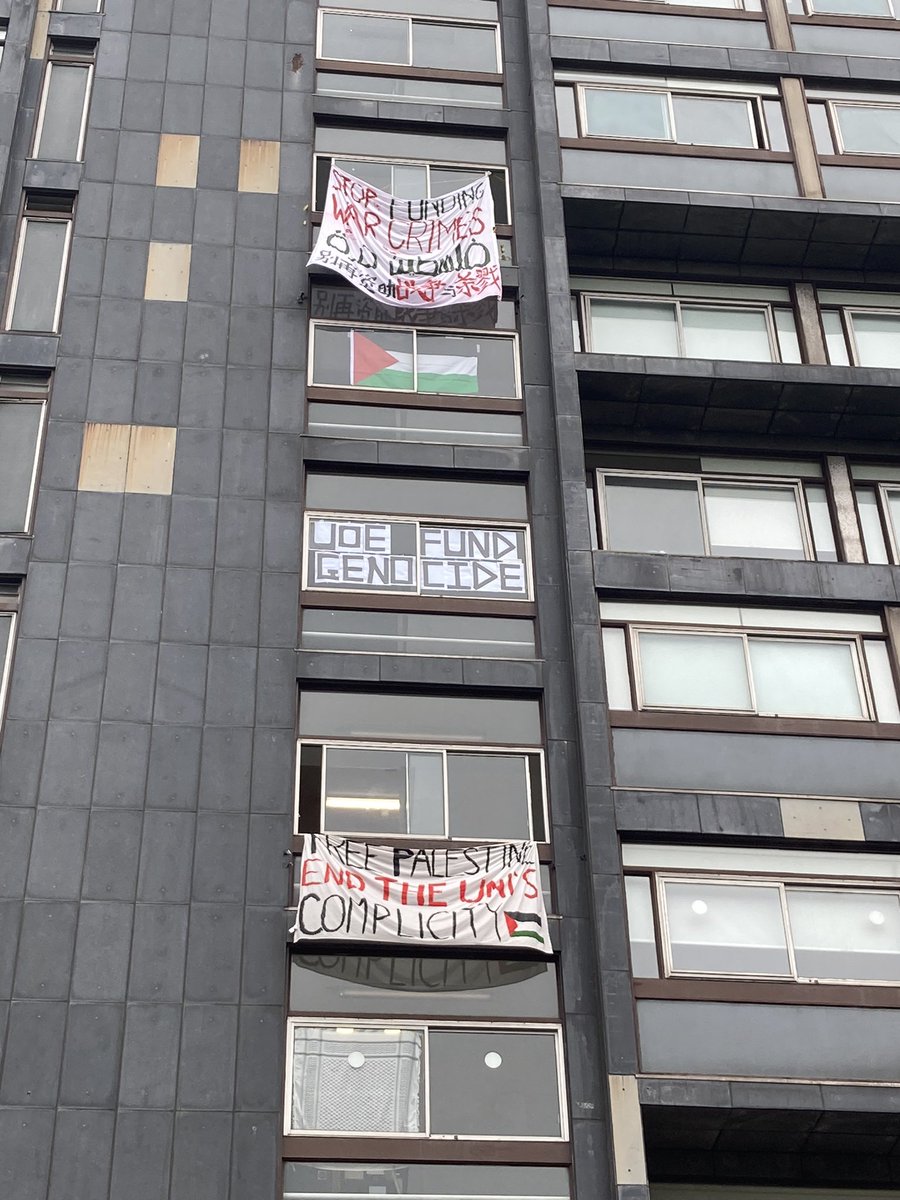 University of Edinburgh students occupying key building to put pressure on the administration to divest from genocide (ICJ) in Palestine. The Uni should immediately stop investing in the largest shareholders in companies which produce weapons for the Israeli army (ie. Blackrock)