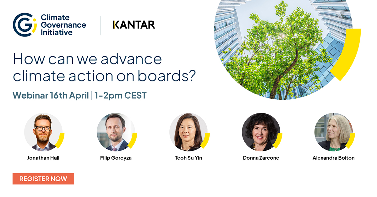 How can we advance climate action on boards❓ We'll be addressing this question in our webinar on 16th April with a distinguished panel of guests, including three board directors. Register now to join the conversation: bit.ly/494TrCI @Kantar #ClimateAction #Boardroom