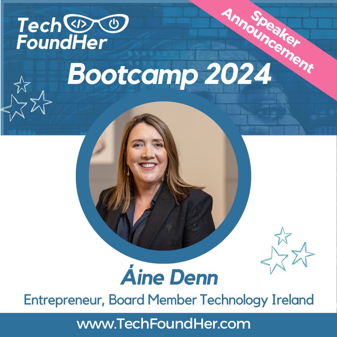 Speaker Announcement: Delighted to announce Áine Denn as speaker at Bootcamp on 16 April in Dublin City Hall! “Technology is not just a tool; it’s a game changer” Huge buzz books tix asap eventbrite.ie/e/techfoundher… @techireland @ScaleIreland @dogpatchlabs @DCCEconDev @LEODCWomen