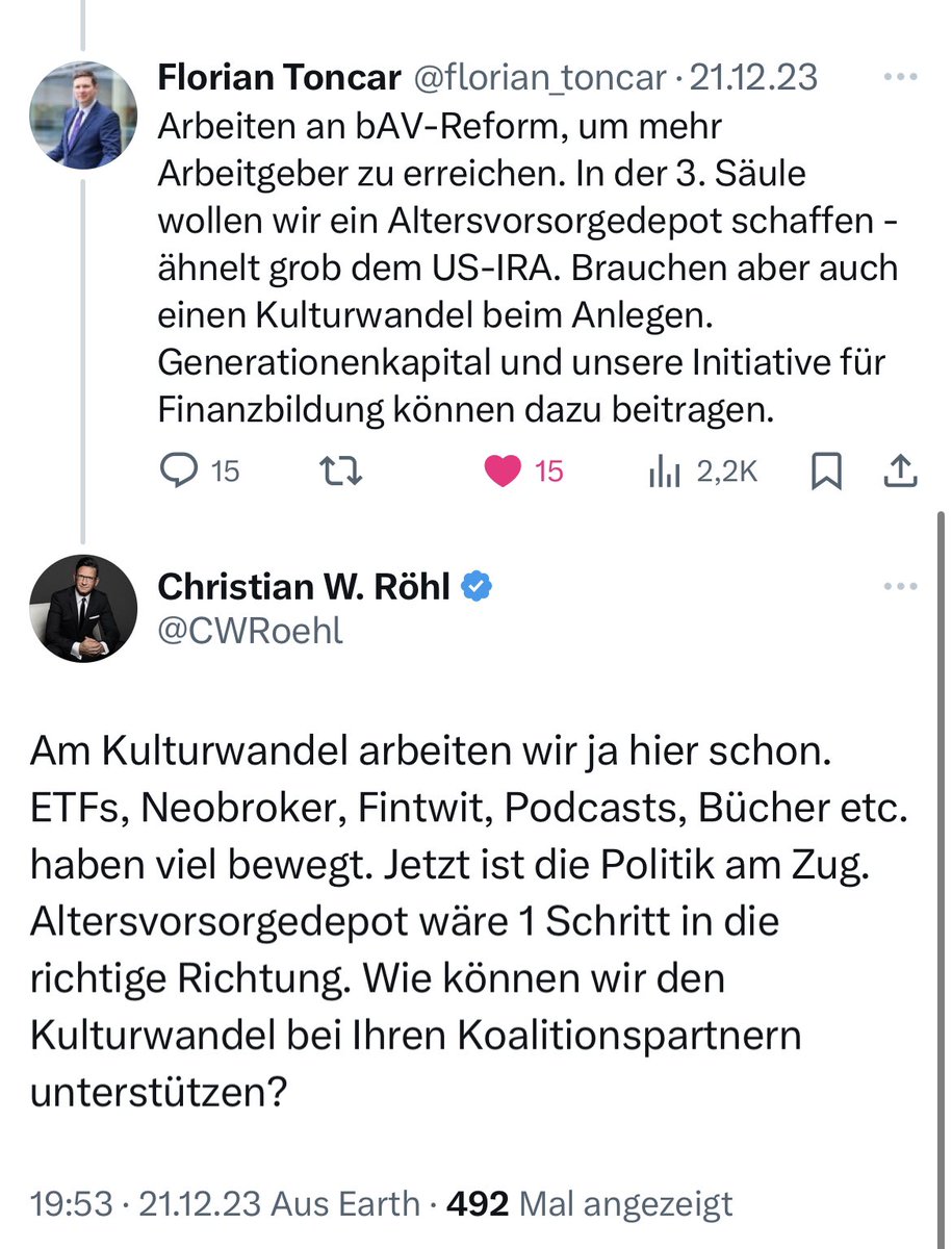 La promesse n'est pas oubliée 👍🏻
Und nachdem Generationenkapital und Finanzbildungsinitiative angeschoben sind, wäre das steuerfreie Altersvorsorgedepot im Leitantrag die logische Konsequenz.
@florian_toncar