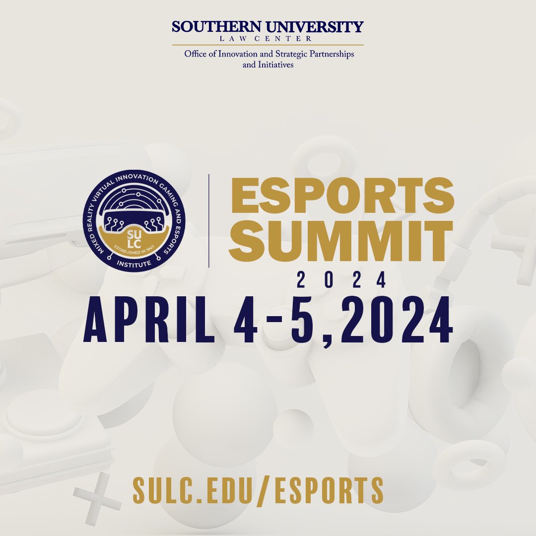 Darrell Booker (@darrellbooker) on Twitter photo Are you registered for this week’s #eSports Summit at <a href="/SouthernU_BR/">Southern University</a>. Not too late to register at sulc.edu/esports Are you registered for this week’s #eSports Summit at <a href="/SouthernU_BR/">Southern University</a>. Not too late to register at sulc.edu/esports