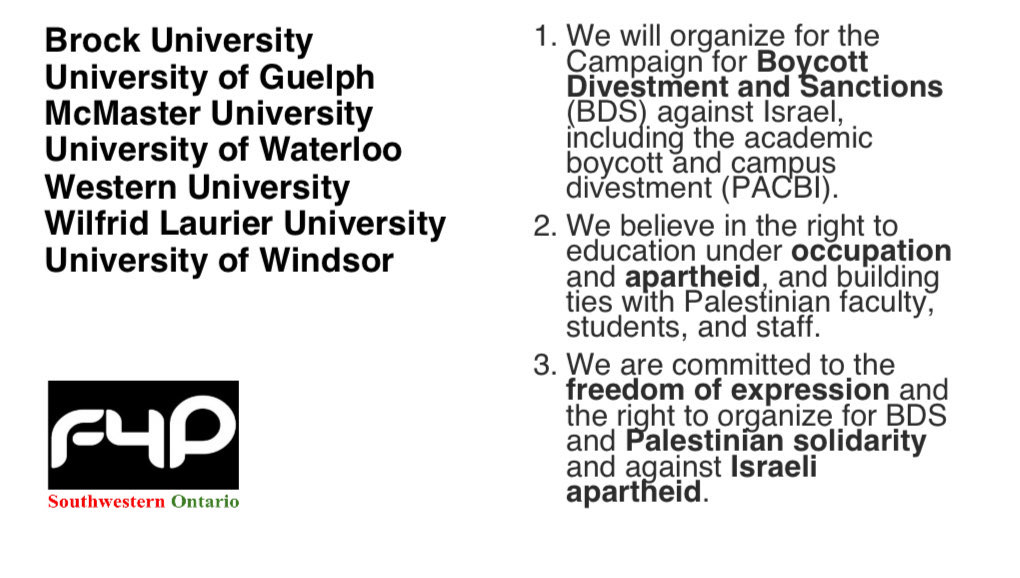 Faculty 4 Palestine is getting organized in Southwestern Ontario!