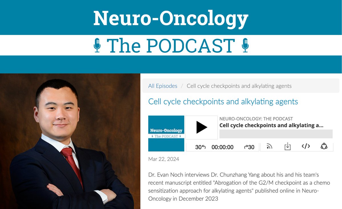 Dr. @yangchunzhang1 sat down with Dr. @EvanNoch to discuss his recent work enhancing chemotherapy to control glioblastoma cell growth. Listen to their conversation on the @NeuroOnc podcast: go.cancer.gov/EPXbqEF