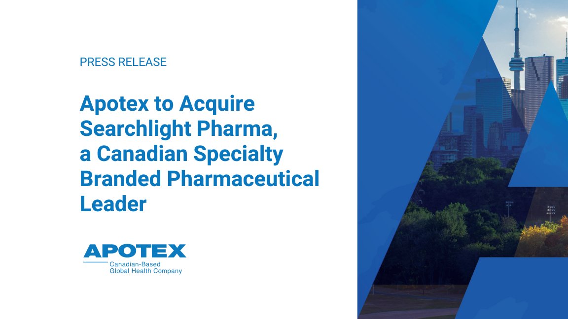 We are excited to announce that Apotex has entered into an agreement to acquire Searchlight Pharma Inc., a leading Canadian specialty and innovative branded pharmaceutical company. Building on the recent transaction with Harrow, Inc., this acquisition further accelerates our…