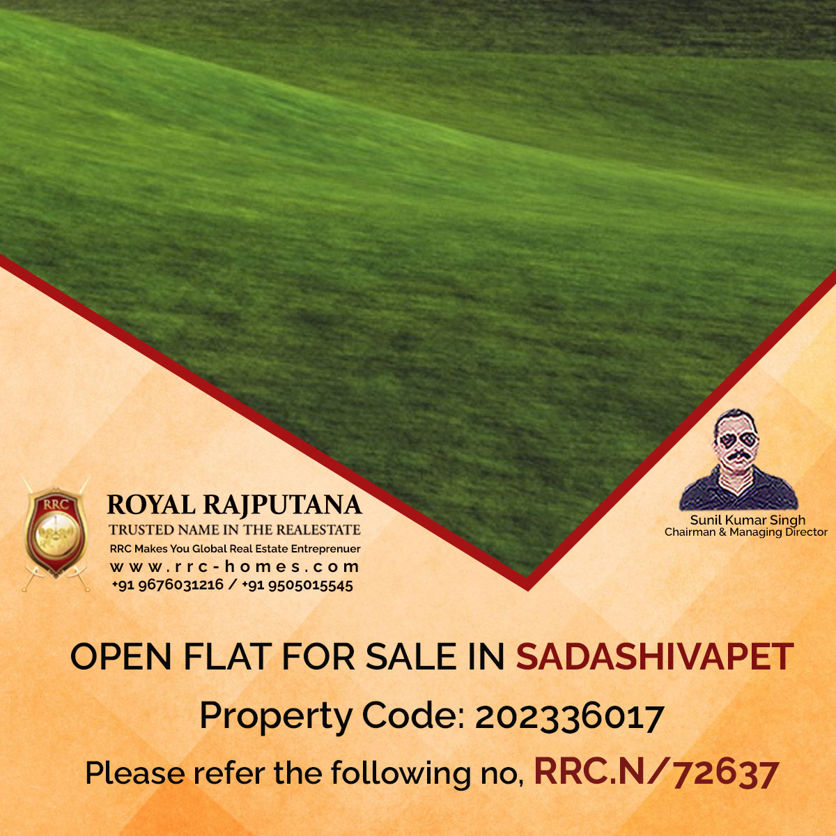 OPEN FLAT FOR SALE IN SADASHIVAPET
Property Code: 202336017
Please refer the following no, RRC.N/72637 

#royalrajputana #royalrajputanahomes #rrc #rrchomes #sale #lease #rent #propertyservices #properties #aboutrrc #mortageservices #sadashivapet #property #sale #RRC