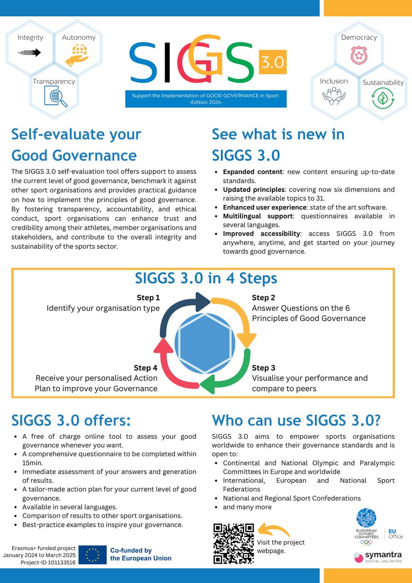 ➡️Curious about SIGGS 3.0? Check out the leaflet📄 for all the info! Discover what's new and who can benefit from this #goodgovernance self-evaluation tool. Let's support the implementation of good governance in #sports !🌐📝