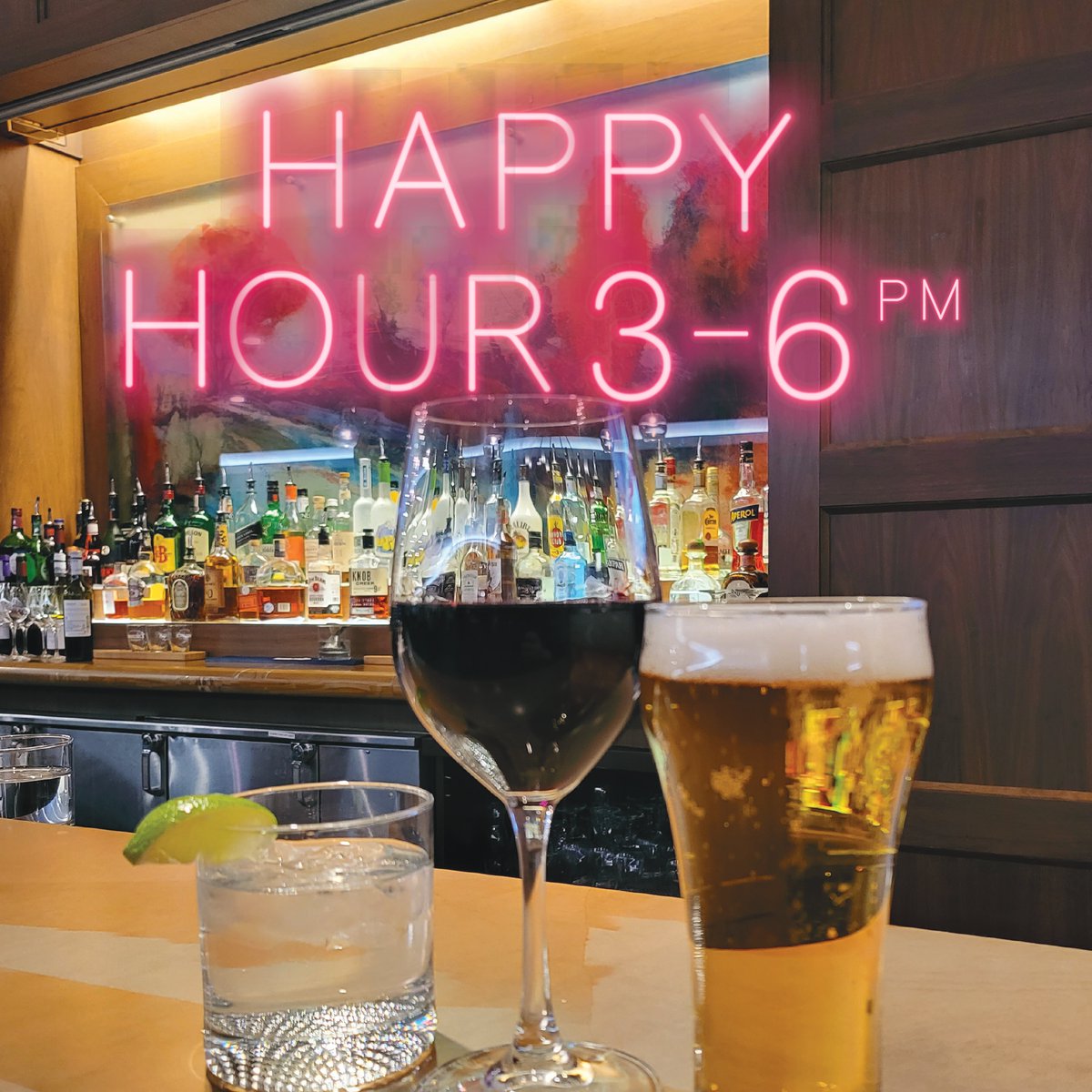 Meet you for #happyhour from 3-6 pm at #SpiritsBar andLounge located in the @SheratonParkway lobby. $5 Glass of House Wine (6 oz), $5 Domestic Draught Beer (16 oz), $5 Bar Rail (1 oz). All prices subject to taxes.
