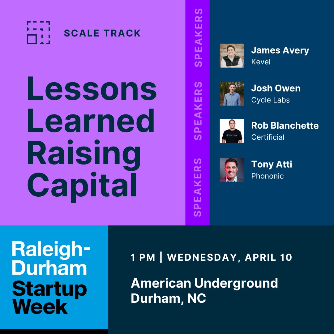 Unlock the secrets of successful fundraising with CEOs who've navigated the journey from 🌱 Seed to Series B 💰💰. Gain insider insights and strategies to elevate your capital-raising game!

Register today for free:
raleighdurhamstartupweek.com

#rdsw2024 #yalltech