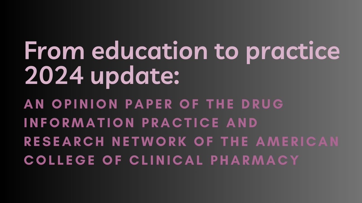 The future of drug information (DI) as a specialty is bright, with ever-increasing recognition of the importance of DI skills in non-DI specialist practitioners. DI specialists will likely continue to guide best practices buff.ly/3vGskQN @accpdinfprn