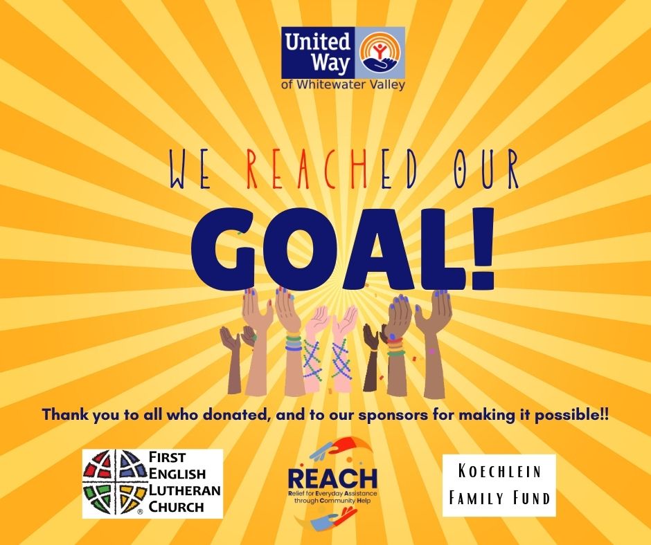 WE DID IT!💰 Thanks to all who donated to the REACH Fund. Our goal of 10K was met!! 🤩🤩🤩 Special thanks to our sponsors as well, Koechlein Family Fund and First English Lutheran 🌟 #REACHFund #UWWV #GoalMet