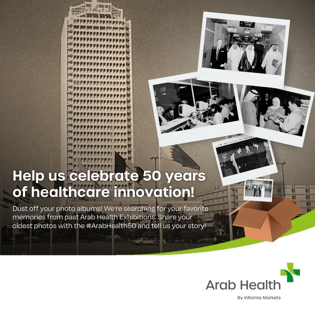 #ArabHealth 50th anniversary is approaching! We're searching for your favorite photos from past editions. 1. Dig out your oldest photos from Arab Health 2. Share them on social media with the #ArabHealth50 3. Tell us your story in the caption! Win a USD100 amazon voucher!