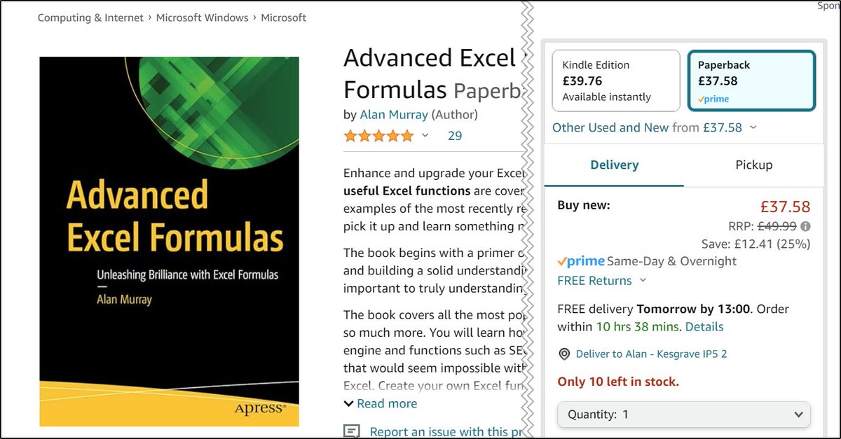 Computergaga1's tweet image. Advanced Excel Formulas is currently available with a 25% discount. And there are only 10 remaining in stock at Amazon UK
Grab your copy amzn.to/3R0JInY
#microsoftexcel #excelformulas #learnexcel