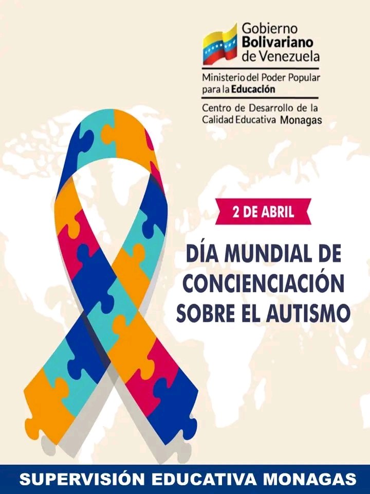 #Efemérides|| Este 2 de abril se celebra el Día Mundial de Concienciación sobre el Autismo, una fecha muy especial para crear conciencia sobre este importante tema.  
#JuntosPorLaPaz 
<a href="/NicolasMaduro/">Nicolás Maduro</a>
<a href="/_LaAvanzadora/">Yelitze Santaella</a> 
@MPPEDUCACION 
<a href="/ActualZe/">CDCE ESTADAL MONAGAS</a> 
<a href="/estabacarolina1/">Carolina Estaba</a> 
<a href="/BritoEira/">Eira Brito</a>