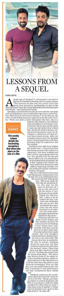 Why @ActorSanthosh  looks upto #SundarC, what he learnt from the CaptainCool on sets of #Aranmanai4 🔥

Working with @tamannaahspeaks and the 2 kids 

An overall  enrichening experience ! 
#locationdiaries 
@NewIndianXpress 
@teamaimpr @khushsundar 
#SanthoshPrathap