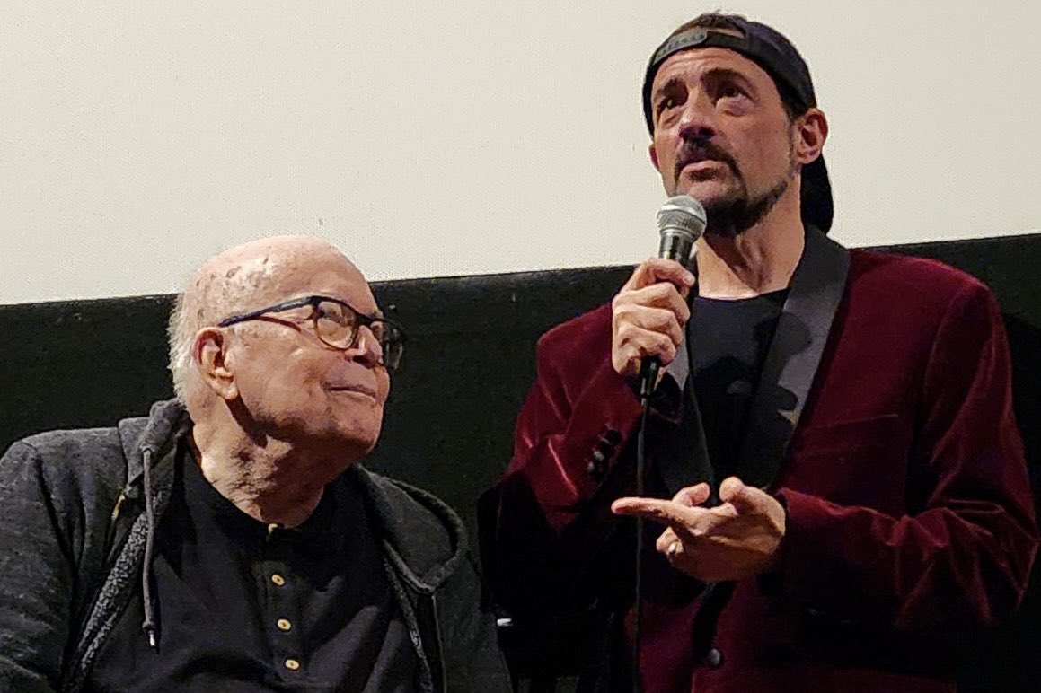 bobhawkdoc's tweet image. Bob Hawk &amp;amp; Kevin Smith (and co-director JJ Garvine) at the  Film Hawk screening at Smodcastle cinemas —- ONE YEAR ago today.