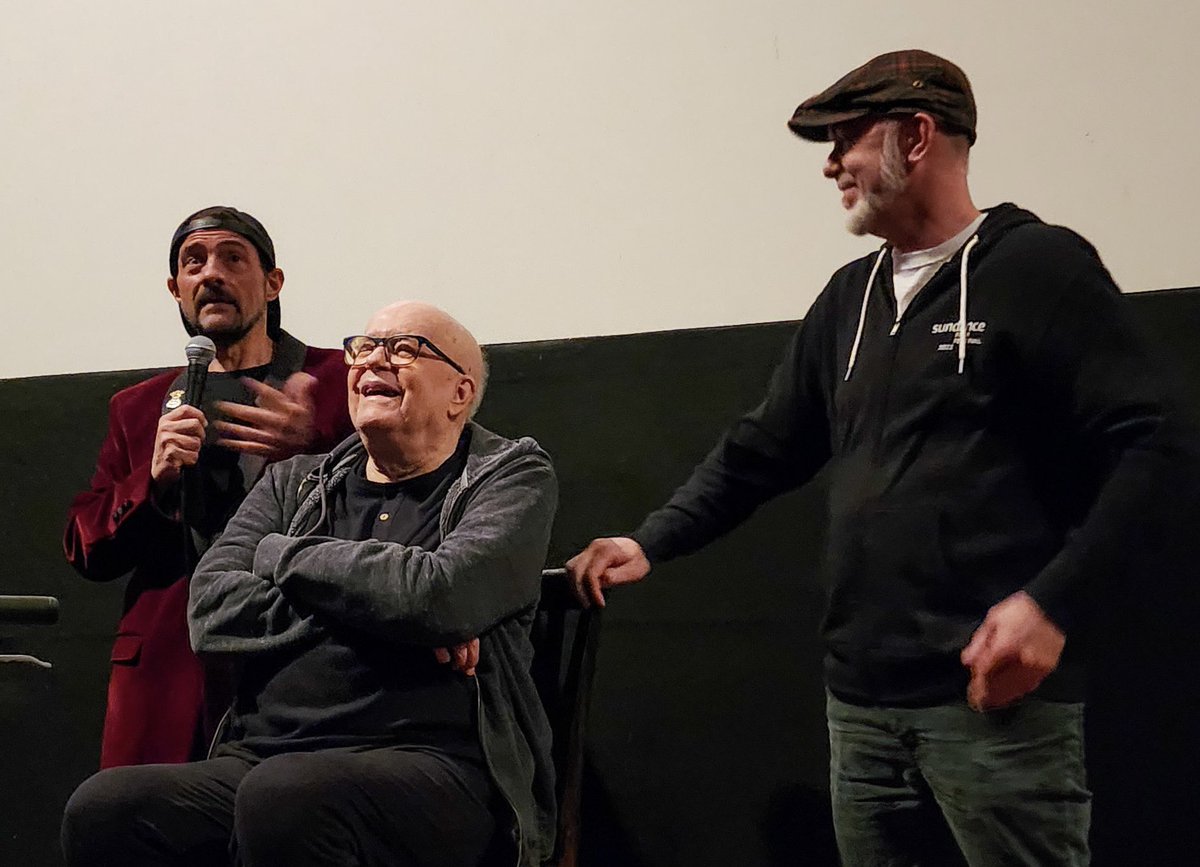 bobhawkdoc's tweet image. Bob Hawk &amp;amp; Kevin Smith (and co-director JJ Garvine) at the  Film Hawk screening at Smodcastle cinemas —- ONE YEAR ago today.