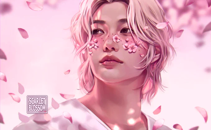 -Spring Breeze-.Cherry blossom season . #StrayKids #Straykidsfanart #Felix #스트레이키즈 