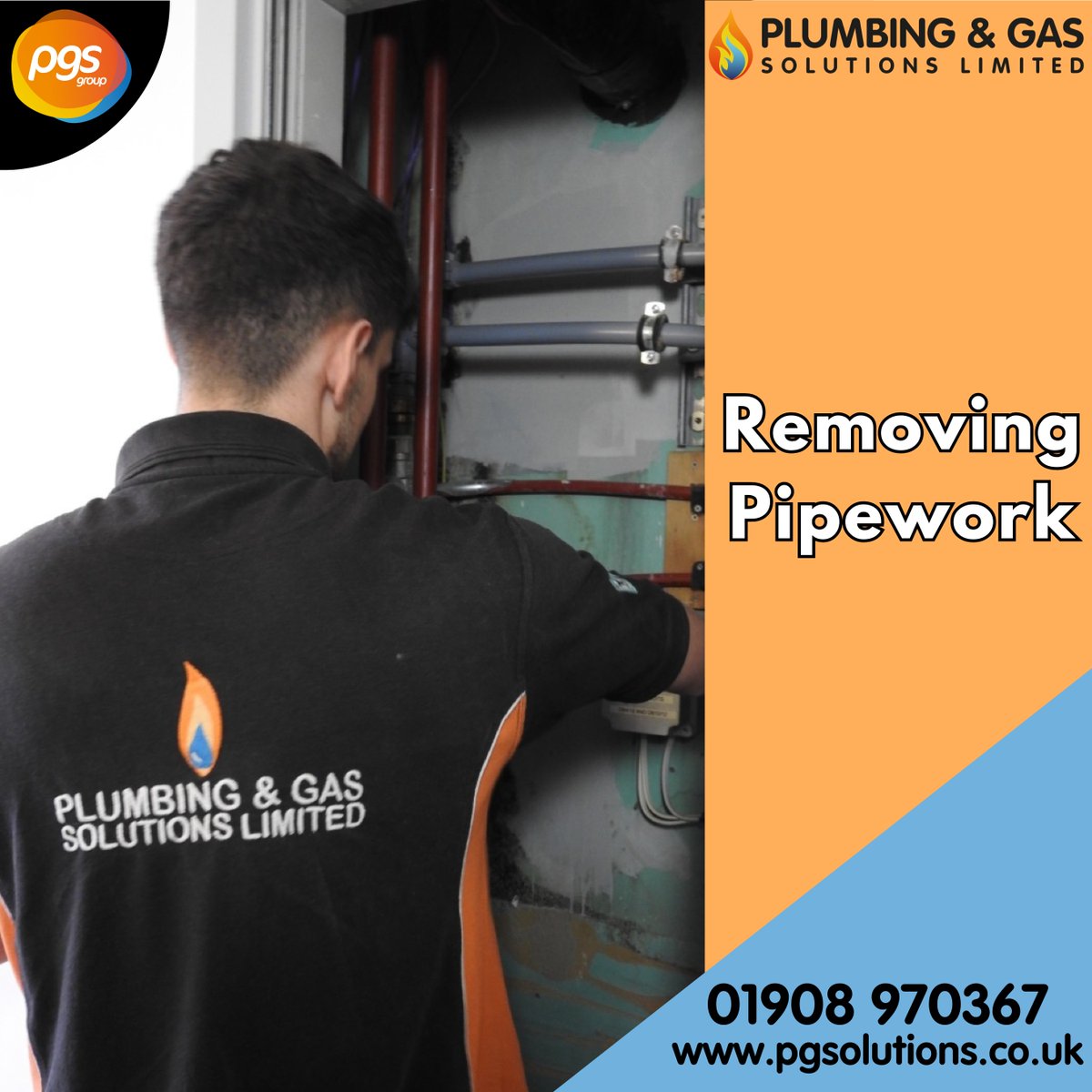 This client experienced leaking in their building, so we've removed their pipework so that the plasterboard can be replaced. We'll replace damaged pipework as necessary, once the plasterboard project has been completed. 🛠 For all your plumbing needs, call PGS. 01908 970367 📞