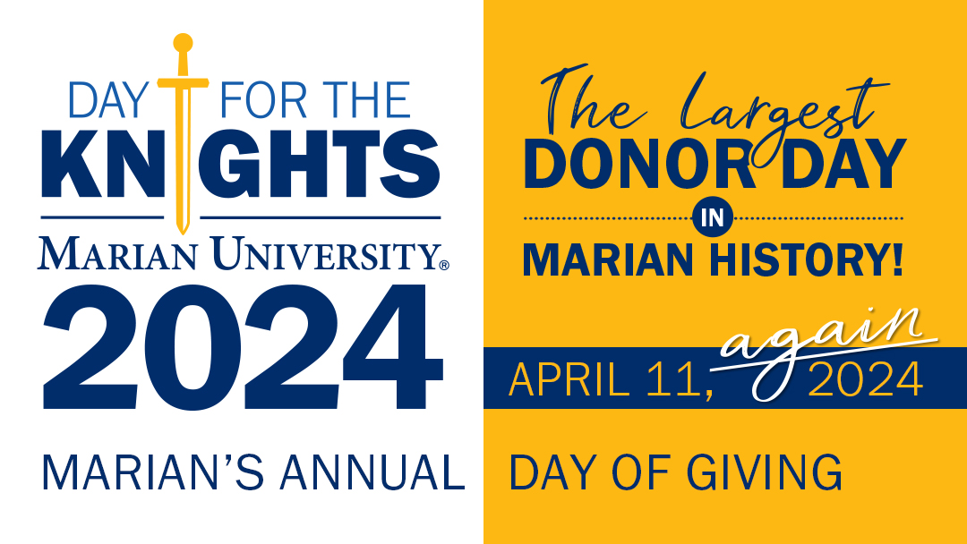 Join @marianuniversity and MU-COM on April 11, 2024, as we celebrate #DayForTheKnights, Marian’s annual day of giving. Looking for 2,500 donors to support our students, campus, and community, making this the largest donor day in Marian history... again! marian.edu/dftk