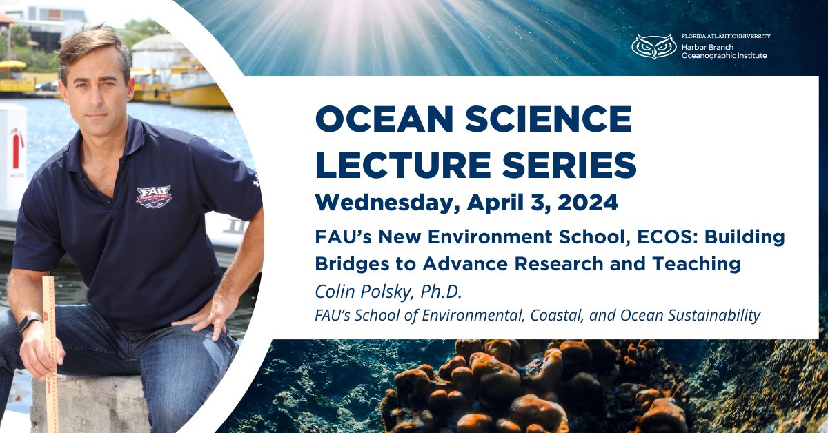 The Ocean Science Lecture Series returns tomorrow! Attend in-person at 4 p.m. at the Johnson Education Center on the #FloridaAtlantic Harbor Branch campus or watch online. Register in advance at: bit.ly/3wKw9By.