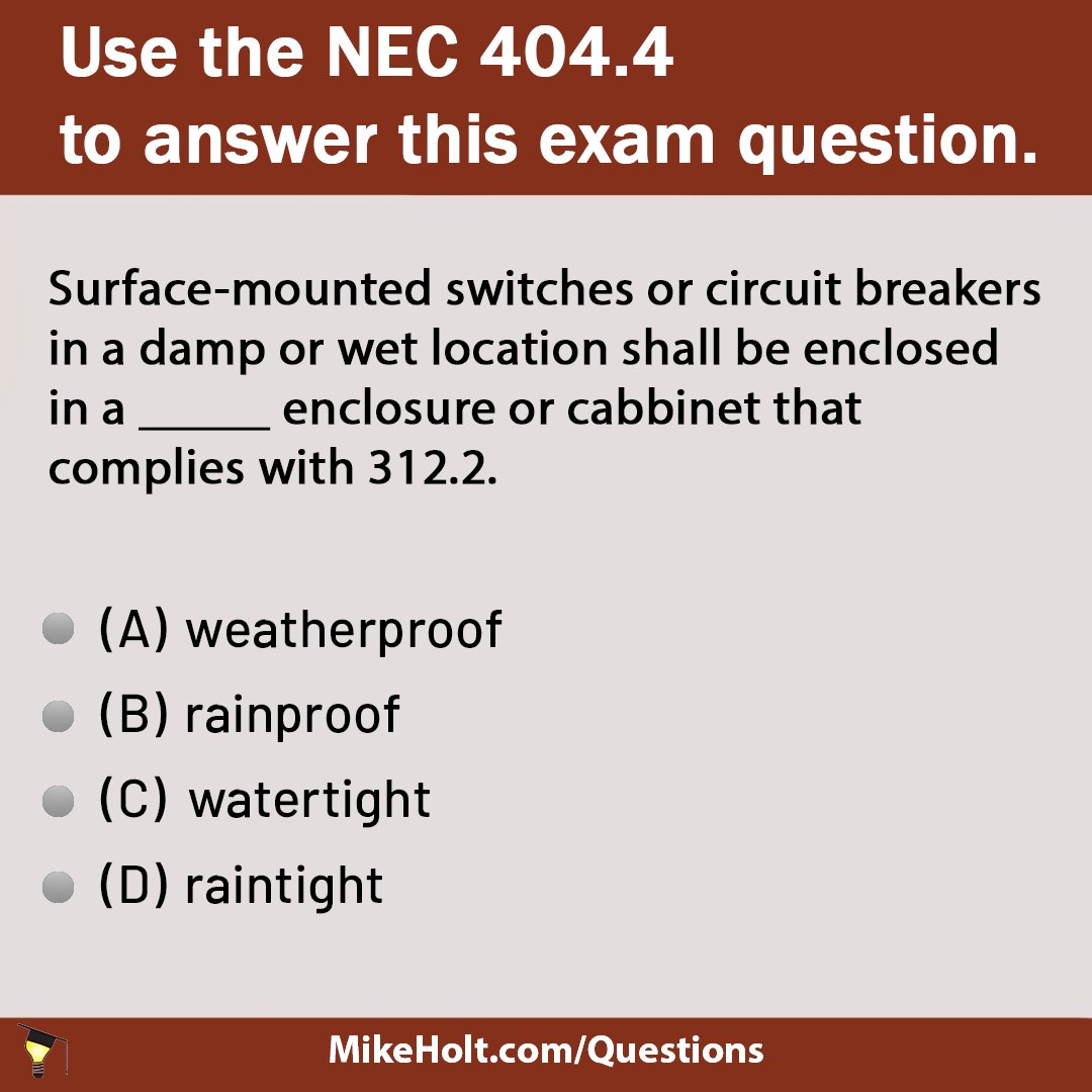 Check out our daily NEC question! Know the answer? Submit it at mikeholt.com/question.........
#NECQuestion #2023NEC #ElectricalTraining #ElectricalEducation #NECRequirements #ElectricianLife #ElectricalTrade #MikeHolt #Electrical #Electrician #ElectricalExamPrep