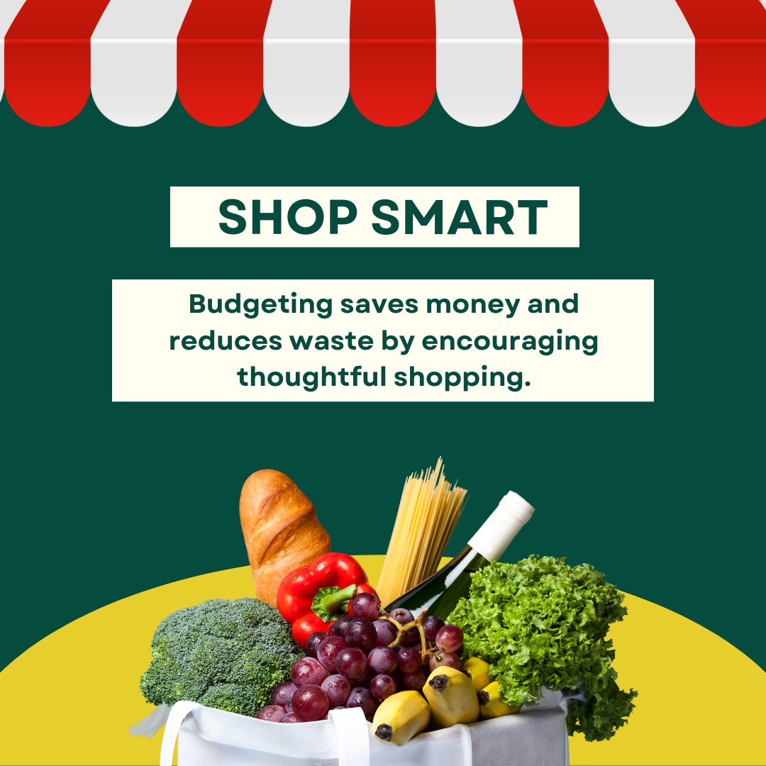 Food Waste Prevention Week Tip #1: SHOP SMART Food budgeting not only helps saving money at the grocery store but also encourages more thoughtful purchasing habits overall. This means prioritizing important items, resulting in reduced food waste.