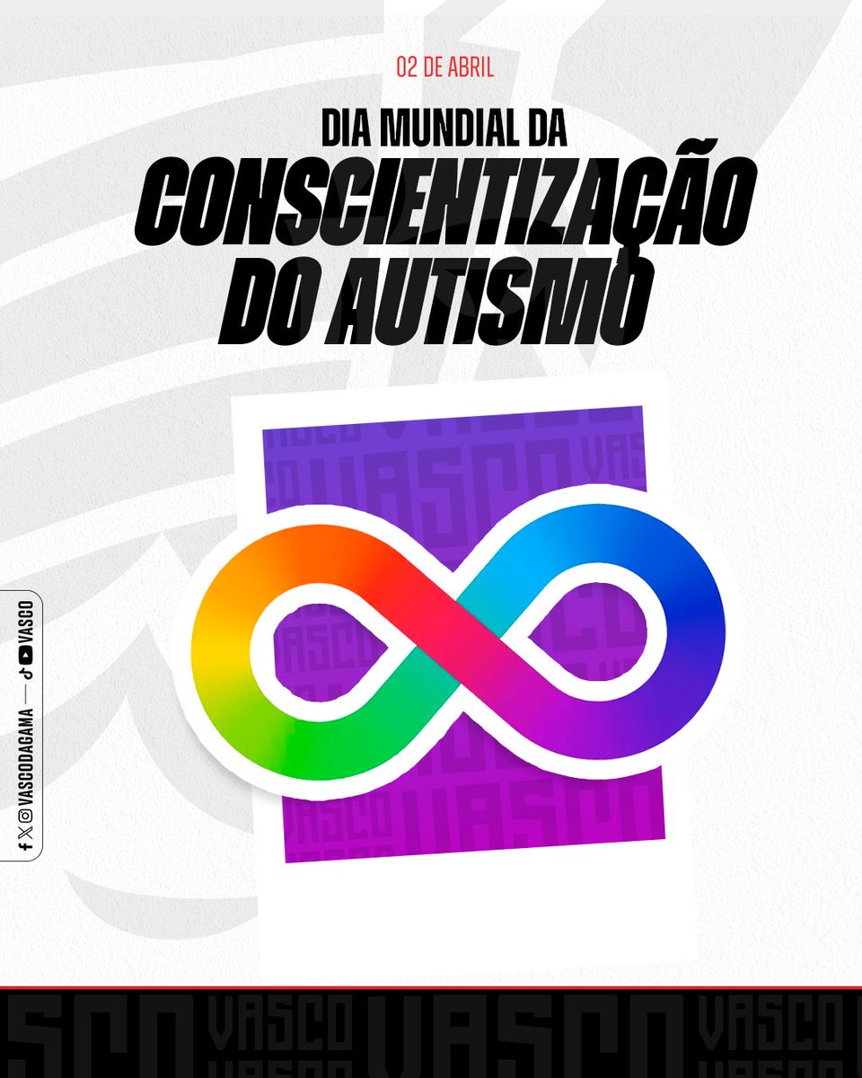 VascodaGama's tweet image. 2 de Abril • Dia Mundial de Conscientização do Autismo

O logotipo da neurodiversidade celebra a expressão dentro do espectro e foi criado por autistas!

Com muito amor, o #VascoDaGama reforça a importância da luta por respeito, igualdade e inclusão.