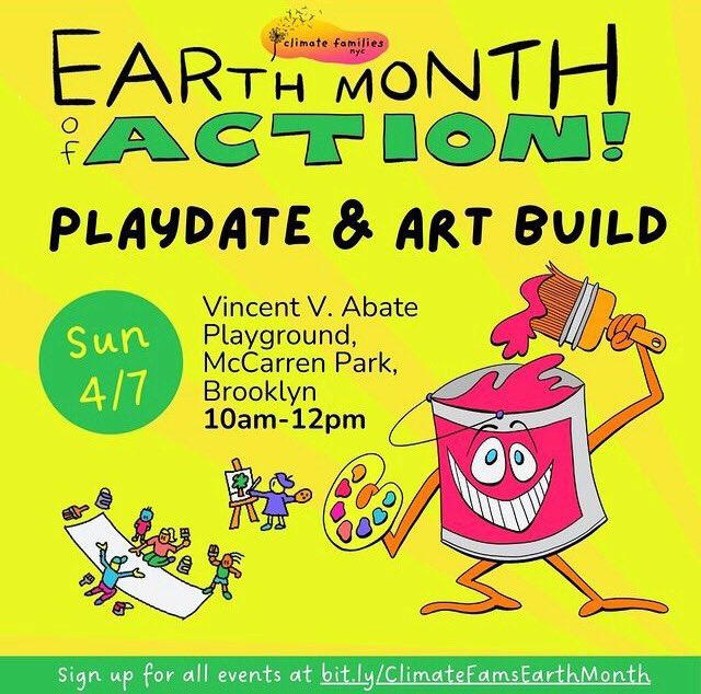 Oh hey! It’s #EarthMonth 🌍 and we have sooo much planned. Join us in the fight to end fossil fuels and build a safe world for kids! We’re kicking off our month of family friendly action this Sunday 4/7 in BK: see you there? Rsvp: bit.ly/ClimateFamsEar…