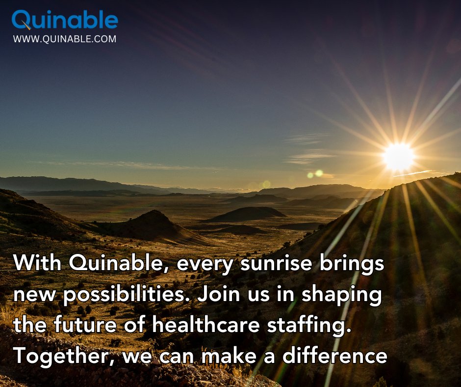 quinable's tweet photo. As the sun rises, so do our aspirations for a better tomorrow. #Quinable #FutureOfHealthcare #HealthcareStaffing #LPNjobs #CNAjobs #digitalmarketing #socialmediamarketing #onlinemarketing #healthcare #QuinableApp
โ๏ธ (512) 991-5881
๐ฉ info@quinable.com
๐ https://t.co/Pwl092z8PL https://t.co/XWo9R0UStI