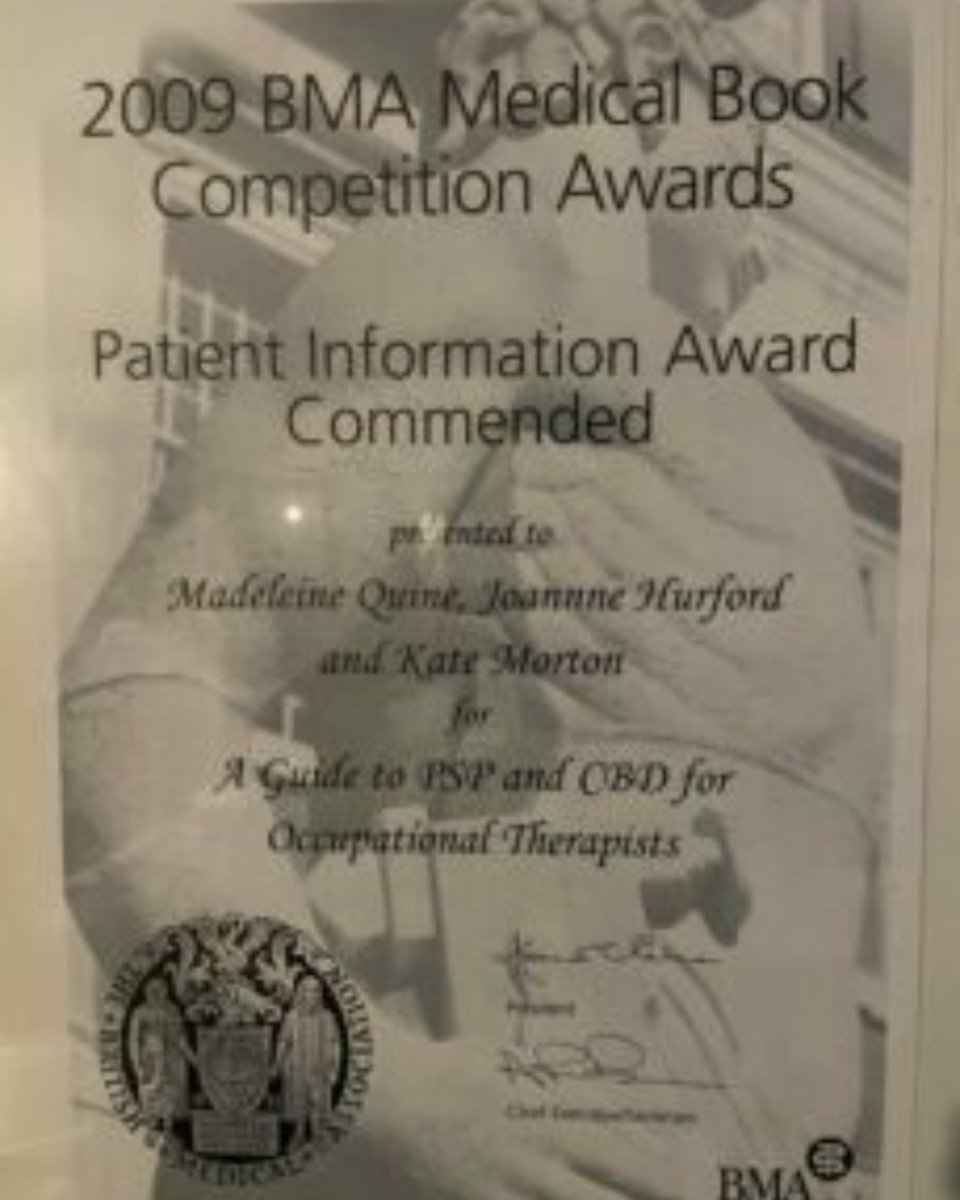 2008 PSPA’s first Guide to PSP &amp; CBD for Occupational Therapists (OTs) was launched.

In 2009, the guide was awarded BMA Medical Book Competition Award.

Full story: pspassociation.org.uk/pspa-timeline/

Download Guide: pspassociation.org.uk/wp-content/upl…
#PSPATimeline #OccupationalTherapy  #TeamPSPA