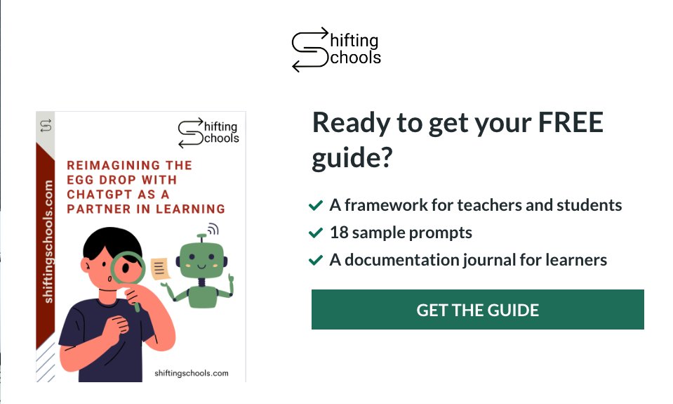 Looking for ways to reimagine traditional projects with #AI? Check out our free guide: shiftingschools.lpages.co/reimagining-eg…