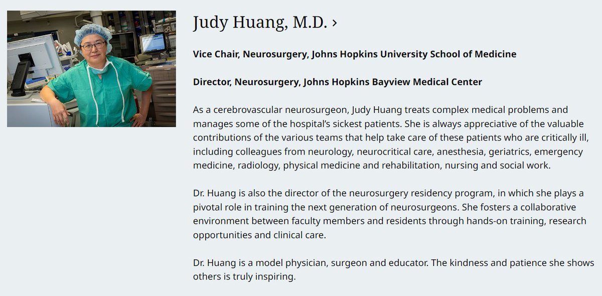 Congrats @DrJudyHuang – recipient of the “Excellence in Service & Professionalism” award. Nominated by peers at @HopkinsBayview, the award recognizes the culture of patient & family-centered care Dr. Huang actively promotes tinyurl.com/4xddhzn4