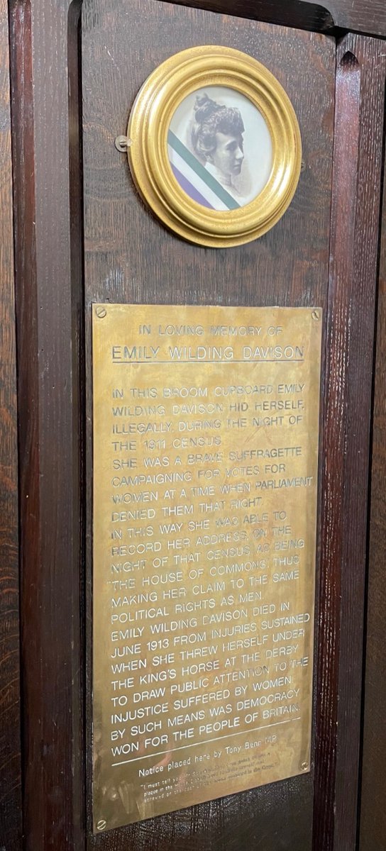 #OTD 1911 Emily Wilding Davison hid in the broom cupboard of the Chapel of St Mary Undercroft in Parliament for the 1911 Census. She was discovered by a cleaner. The next morning, she was taken to Canon Row Police Station and released a few hours later.